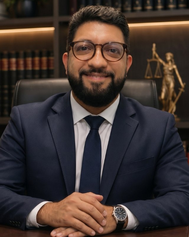 Dr. Gabriel Souza, advogado criminalista, em seu escritório